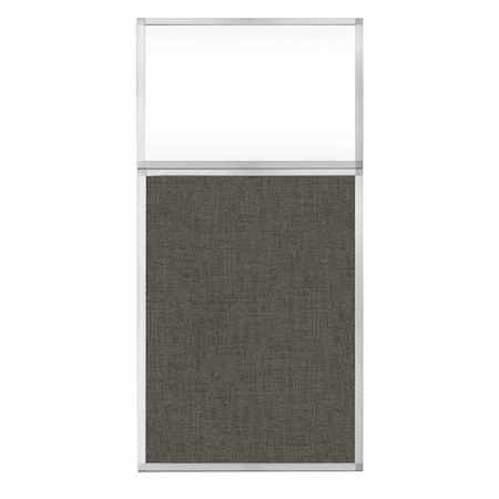 Versare Hush Panel Configurable Cubicle Partition 3' x 6' W/ Window Mocha Fabric Clear Window 1812505-2